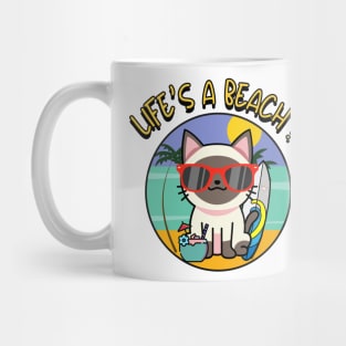 Cute siamese cat Goes to the beach Mug